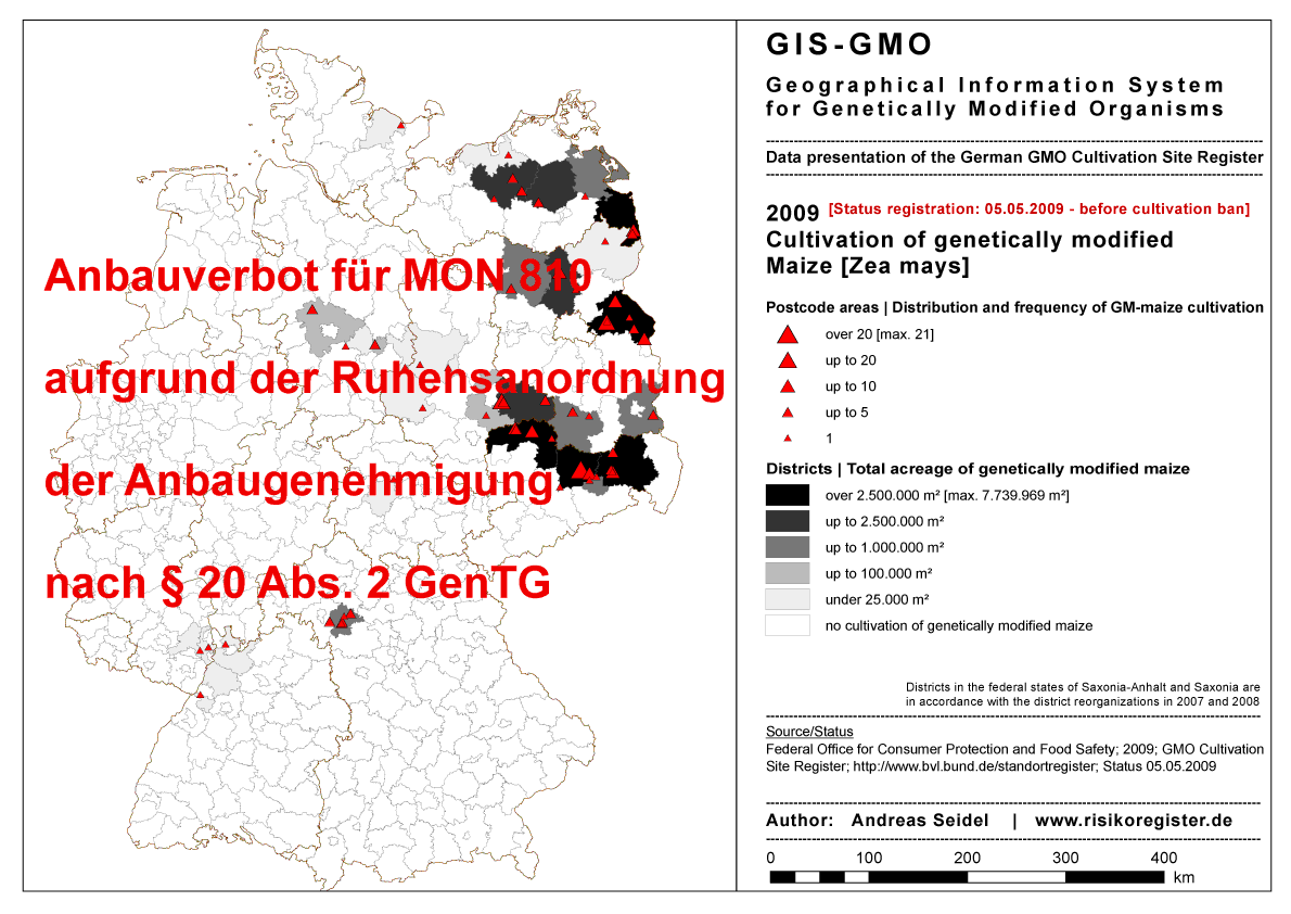 Geplanter Anbau von Gentechnikmais 2009 vor dem Anbauverbot fr MON 810